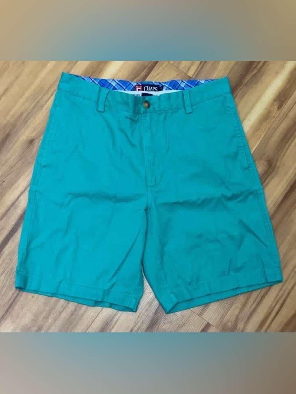 908: Chaps Teal Flat Front Men's Shorts - Size 33